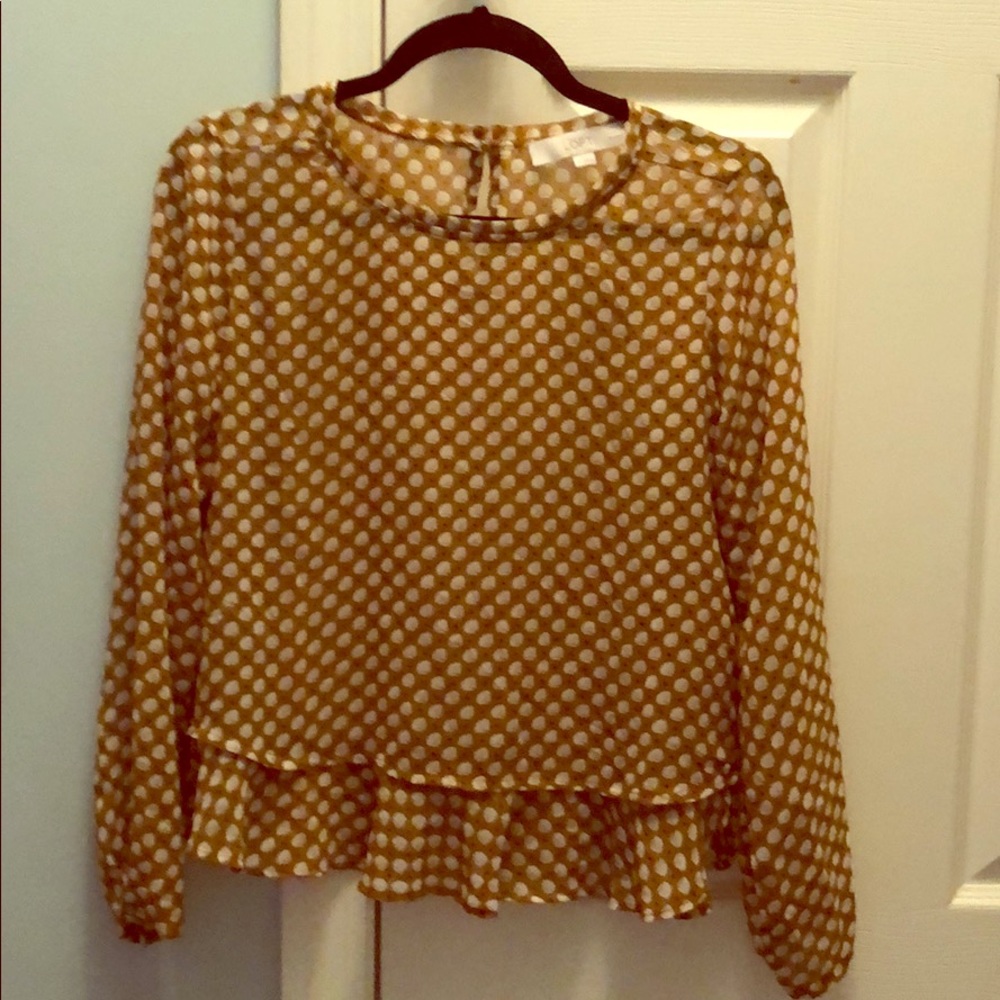 Mustard print LOFT top...great for fall!